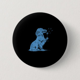 Dachshund blaast wensen paardenbloem schattig huis ronde button 5,7 cm
