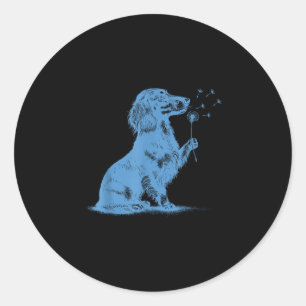 Dachshund blaast wensen paardenbloem schattige hui ronde sticker