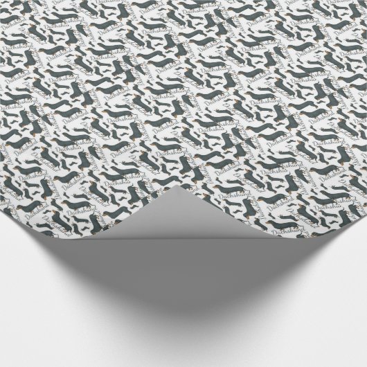 Dachshund Black en Tan Dog glanzend omslagpapier Cadeaupapier (Hoek)