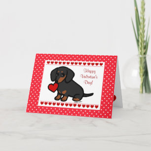 Dachshund Black en Tan Heart Feestdagen Kaart