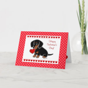 Dachshund Black en Tan Heart Feestdagen Kaart