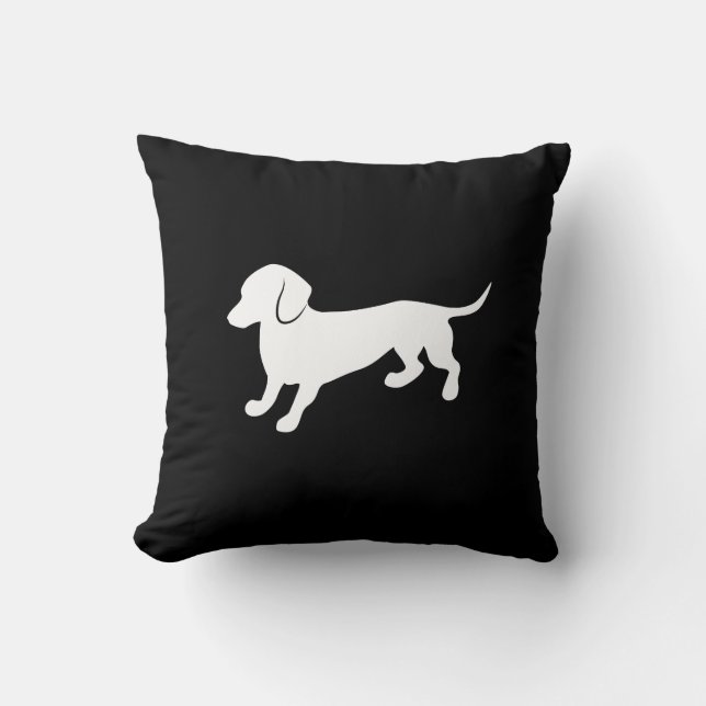 Dachshund Black en White Design Kussen (Voorkant)