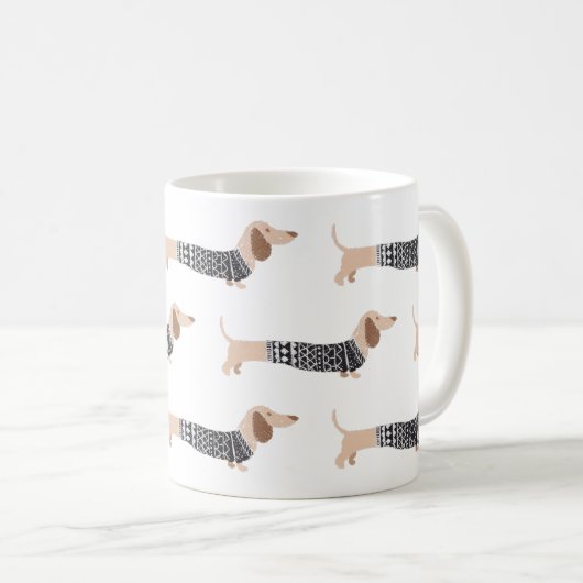Dachshund Black-kerstkeuken Pattern Koffiemok (Voorkant rechts)