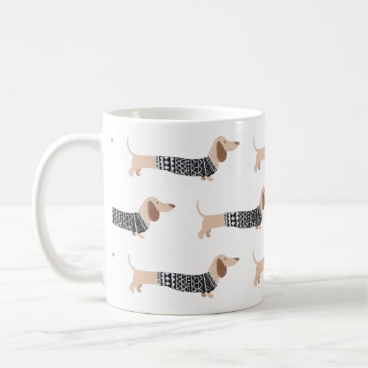 Dachshund Black-kerstkeuken Pattern Koffiemok (Links)