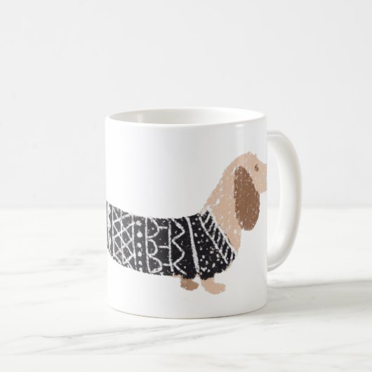Dachshund Black-kerstkeuken Pattern Koffiemok (Voorkant rechts)