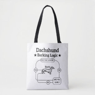 Dachshund blaffende logica Funny Weiner Dog sarcas Tote Bag