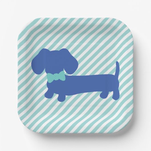 Dachshund Blauw Wiener Dog Party Papier Borden Papieren Bordje (Voorkant)