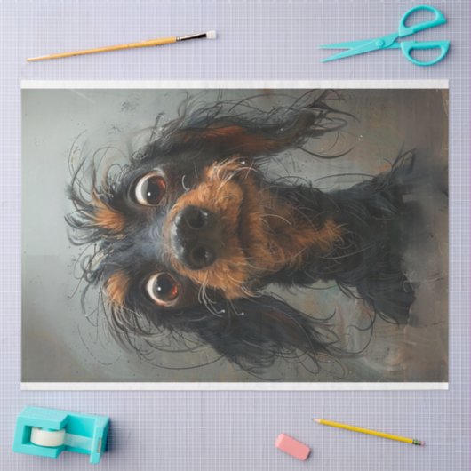 Dachshund Blinky Dog Decoupage Tissuepapier (Craft)