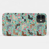 dachshund bloemen  mint Case-Mate iPhone case (Achterkant (horizontaal))