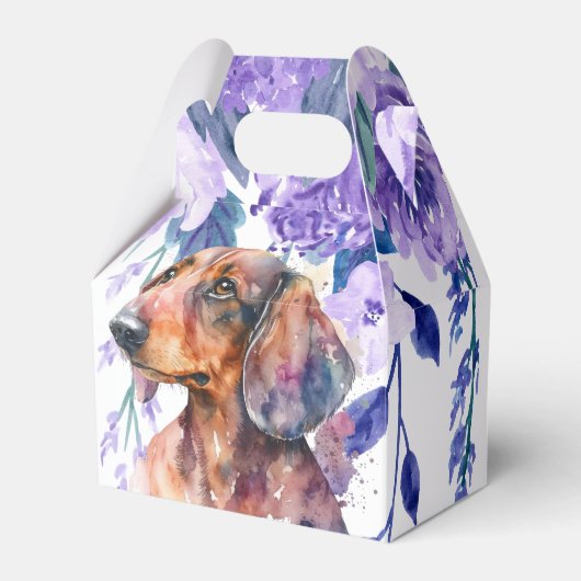 Dachshund Bloemen Partij Favor Box Bedankdoosjes (Voorkant Zijde)