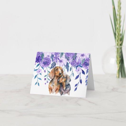Dachshund Bloemen Wenskaart Kaart (Voorkant)