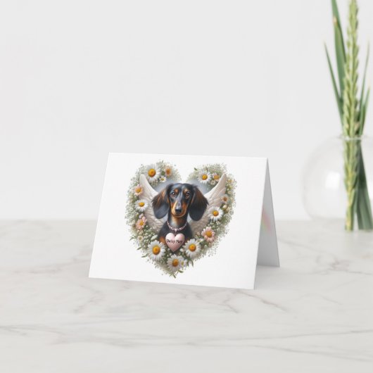 DACHSHUND BLOEMENSYMPATHIE GEPERSONALISEERD HART KAART (Voorkant)