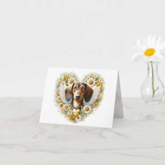 DACHSHUND BLOEMENSYMPATHIE GEPERSONALISEERD HART KAART (Kleine Plant)