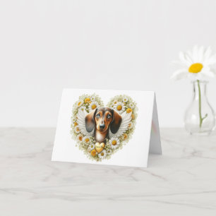 DACHSHUND BLOEMENSYMPATHIE GEPERSONALISEERD HART KAART