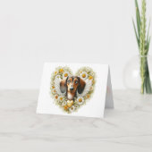 DACHSHUND BLOEMENSYMPATHIE GEPERSONALISEERD HART KAART (Voorkant)