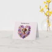 DACHSHUND BLOEMENSYMPATHIE GEPERSONALISEERD HART KAART (Gele Bloem)