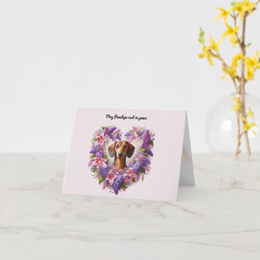 DACHSHUND BLOEMENSYMPATHIE GEPERSONALISEERD HART KAART (Gele Bloem)