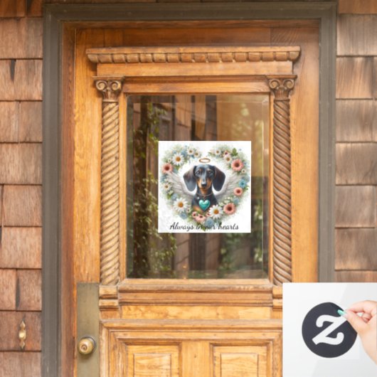 Dachshund Bloemhart Raamsticker (Huis Deur)
