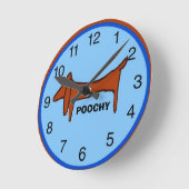 Dachshund Blue Clock, geef naam uit Ronde Klok (Hoek)