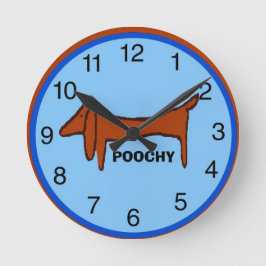 Dachshund Blue Clock, geef naam uit Ronde Klok