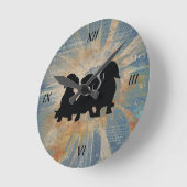 Dachshund Blue Gold Duitse printwandkast Ronde Klok (Hoek)