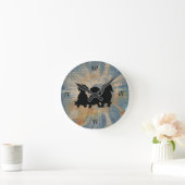 Dachshund Blue Gold Duitse printwandkast Ronde Klok (Huis)