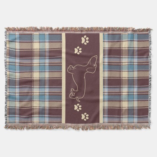 Dachshund Blue/Maroon Pset Throw Blanket Deken (Voorkant)