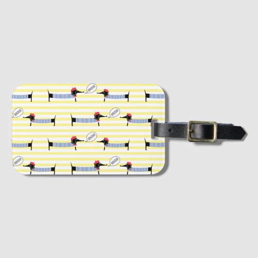 Dachshund Bonjour Bagagelabel (Voorkant (horizontaal))