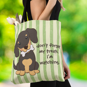 Dachshund Bot Bezig Groen Streep Tote Bag