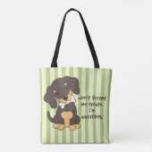 Dachshund Bot Bezig Groen Streep Tote Bag (Achterkant)
