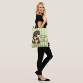 Dachshund Bot Bezig Groen Streep Tote Bag (Op model)