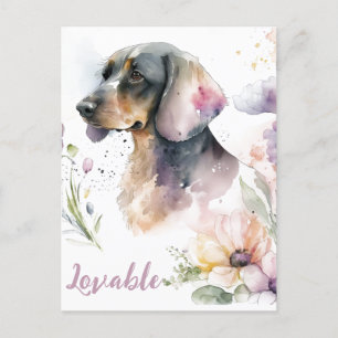 Dachshund Bouquet en blooms Briefkaart