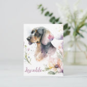Dachshund Bouquet en blooms Briefkaart (Staand voorkant)