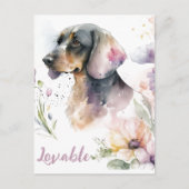 Dachshund Bouquet en blooms Briefkaart (Voorkant)