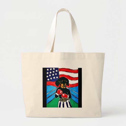 Dachshund Boxer Grote Tote Bag (Voorkant)