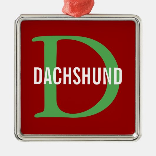 Dachshund Breed Monogram Design Metalen Ornament (Voorkant)