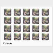 Dachshund bride en groom vierkante sticker (Vel)