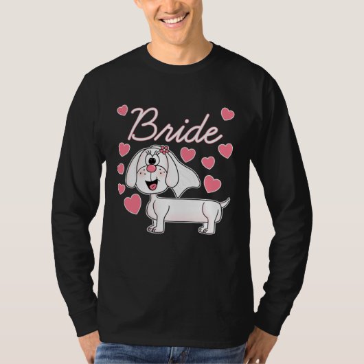 Dachshund Bride Wedding Dog  Bridal Shower T-shirt (Voorkant)