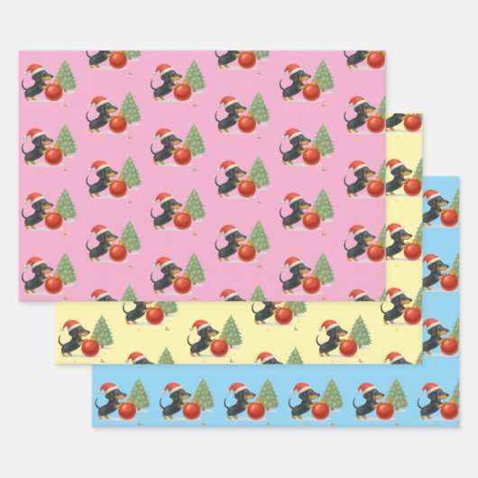 Dachshund Bright Colorful Gift Wrapping  Inpakpapier Vel (Set)