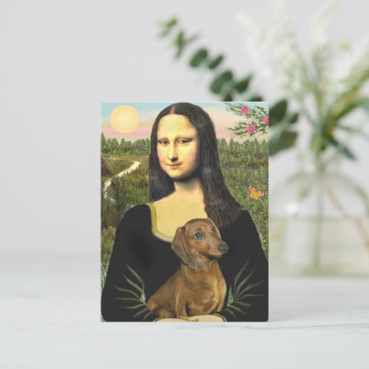 Dachshund (brown1) - Mona Lisa Briefkaart (Staand voorkant)