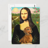 Dachshund (brown1) - Mona Lisa Briefkaart (Voorkant / Achterkant)