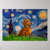 Dachshund (Brown1) - Sterrennacht Poster (Voorkant)