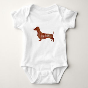 Dachshund Brown Dog Baby Jersey Bodysuit, wit Romper