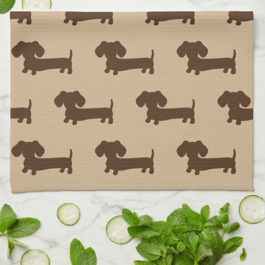 Dachshund Brown en Tan Kitchen Dish Towell Theedoek (Gevouwen)