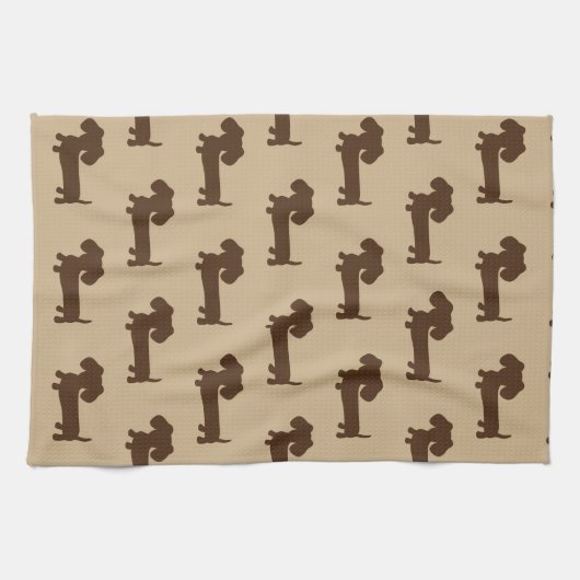 Dachshund Brown en Tan Kitchen Dish Towell Theedoek (Horizontaal)