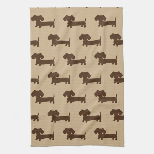 Dachshund Brown en Tan Kitchen Dish Towell Theedoek (Verticaal)