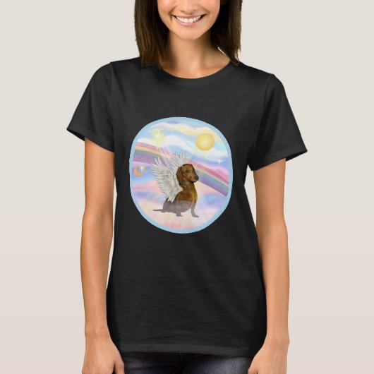 Dachshund Brown in Heavens Clouds T-shirt (Voorkant)