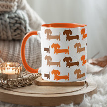 Dachshund Browns & Oranje herfstkleuren Doxie Love