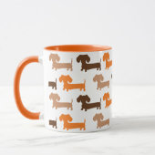 Dachshund Browns & Oranje herfstkleuren Doxie Love Mok (Links)