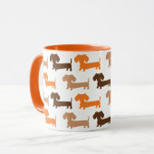 Dachshund Browns & Oranje herfstkleuren Doxie Love Mok (Voorkant links)